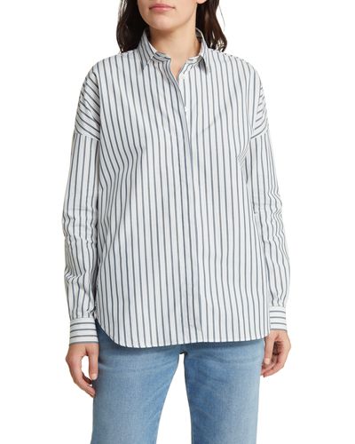 Closed Stripe Organic Cotton Shirt - Gray