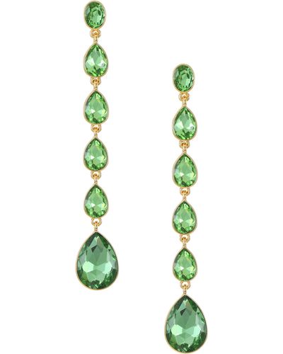 Ettika Teardrop Crystal Linear Earrings - Green