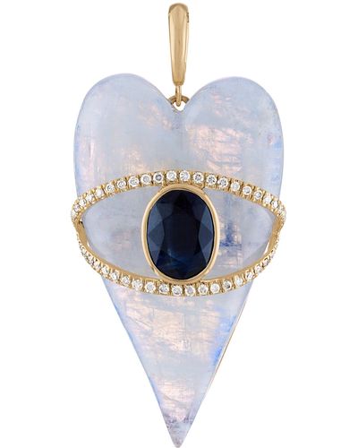 Eden Presley Stone & Diamond Heart Pendant - Blue