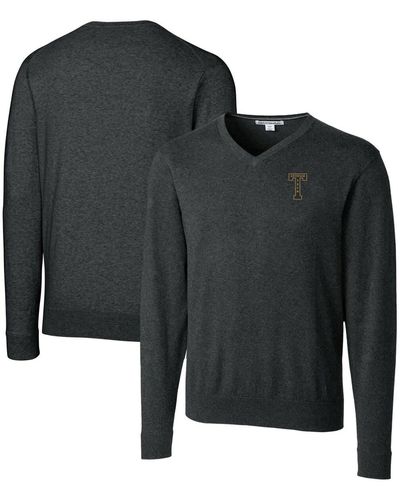 Cutter & Buck Georgia Tech Yellow Jackets Lakemont Tri-blend Big & Tall V-neck Pullover Sweater At Nordstrom - Black