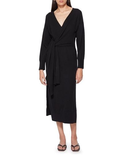 Jonathan Simkhai Skyla Long Sleeve Wrap Sweater Dress - Black
