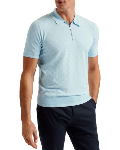 Ted Baker Palton Textured Sweater Polo - Blue