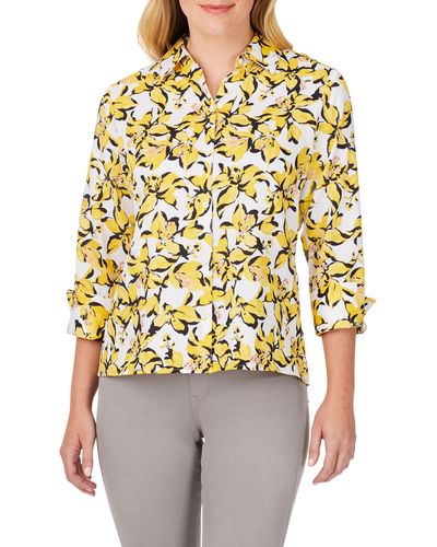 Foxcroft Lucie Floral Cotton Button-up Shirt - Multicolor