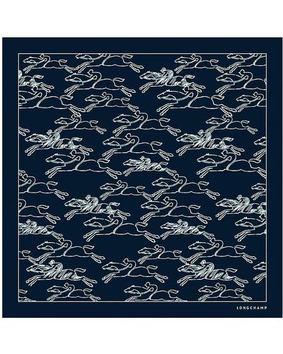 Longchamp Silk Scarf - Blue
