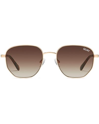 Quay Big Time 54mm Gradient Round Sunglasses - Brown