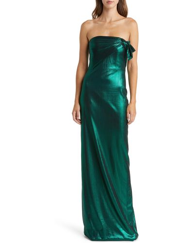 Black Halo Divina Strapless Column Gown - Green