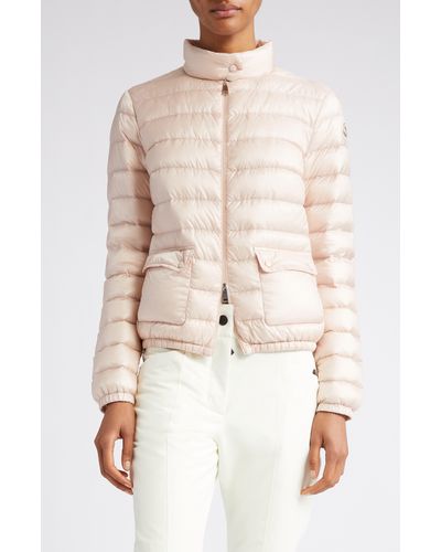 Moncler Lans Channel Quilted Down Moto Jacket - Natural