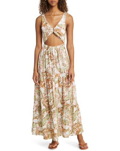 Rip Curl La Quinta Floral Smocked Maxi Dress - Natural