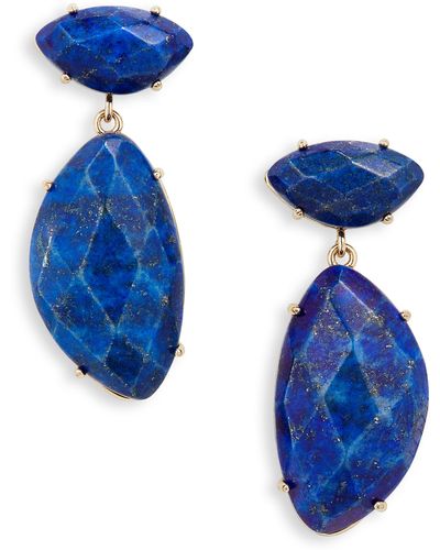 Nordstrom Faceted Semiprecious Stone Double Teardrop Earrings - Blue