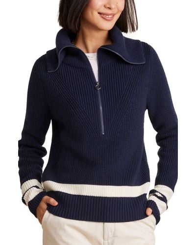 Vineyard Vines Stripe Half-zip Merino Wool Sweater - Blue