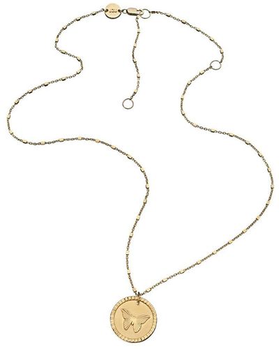 Jennifer Zeuner Amelia Butterfly Coin Pendant Necklace - White