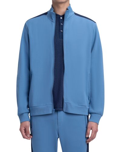 Bugatchi Comfort Cotton Blend Full Zip Sweatshirt - Blue