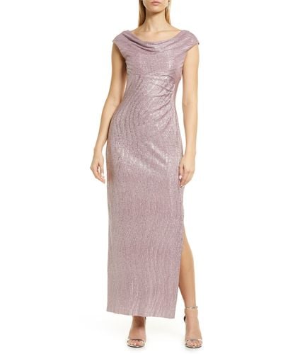 Connected Apparel Cowl Neck Evening Dress - Pink