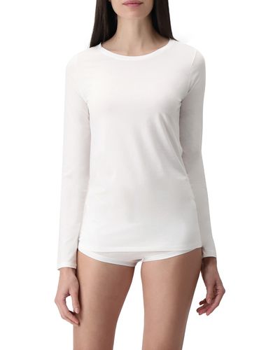 Oroblu Perfect Line Satin Trim Cotton & Modal Blend T-shirt - White