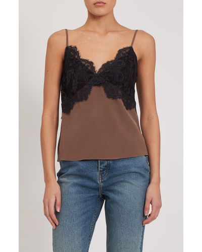 Rebecca Minkoff Lace Trim Silk Camisole - Blue