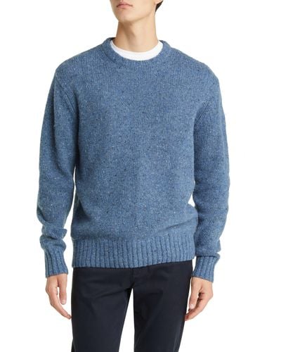 Rodd & Gunn Cox Road Tweed Wool Blend Crewneck Sweater - Blue