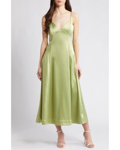 Wayf The Elodie Satin Dress - Green