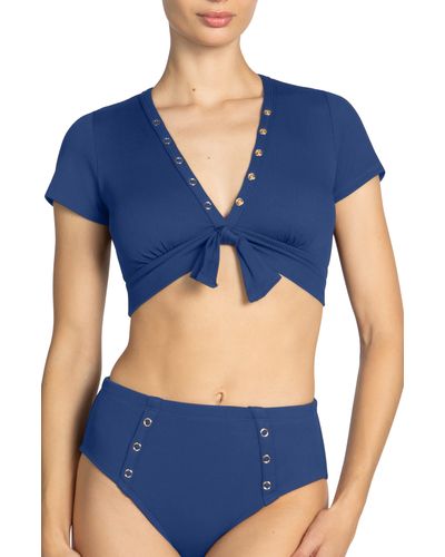 Robin Piccone Amy Crop Bikini Top - Blue