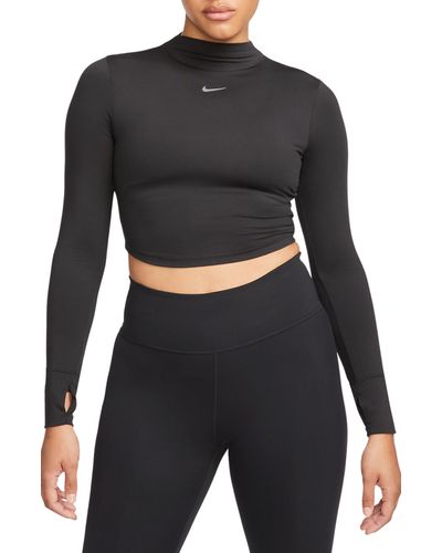 Nike Dri-fit One Luxe Mock Neck Crop Top - Black