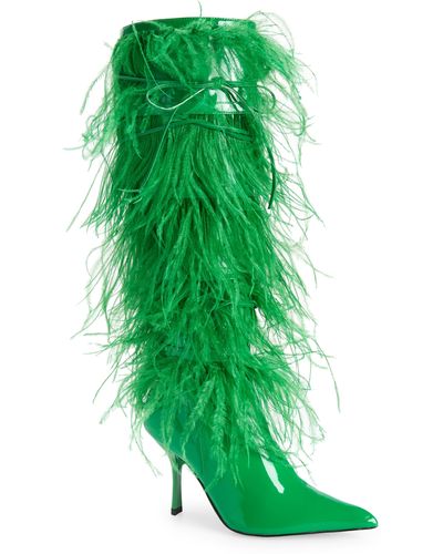 Jeffrey Campbell Shake-ya Feather Over The Knee Boot - Green
