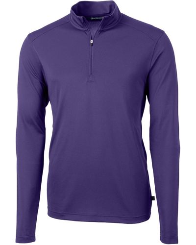 Cutter & Buck Virtue Half Zip Stretch Recycled Polyester Sweatshirt - Purple