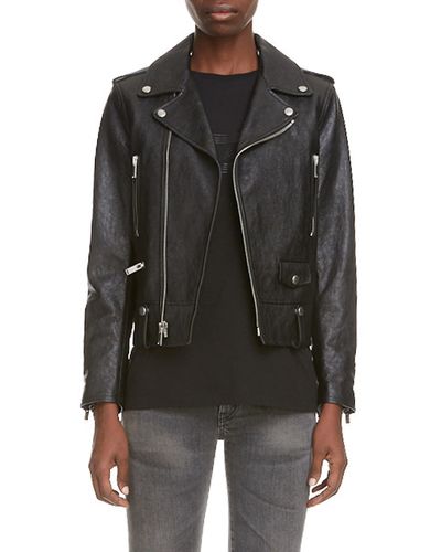 Saint Laurent Leather Moto Jacket - Black
