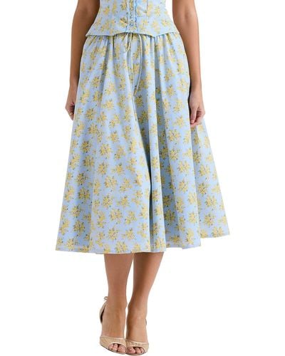 House Of Cb Cora Gathered Lace-up Skirt - Blue