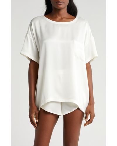 Lunya Washable Silk Short Pajamas - White