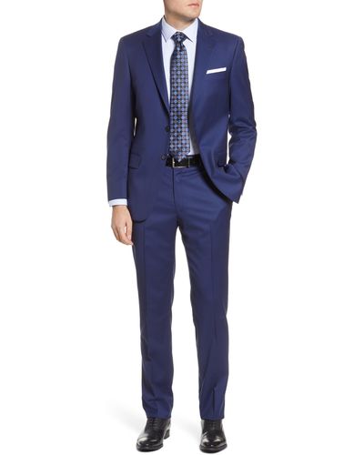 Hart Schaffner Marx New York Classic Fit Solid Stretch Wool Suit - Blue