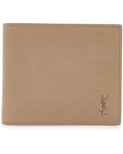 Saint Laurent Cassandre Monogram Leather Bifold Wallet - Natural