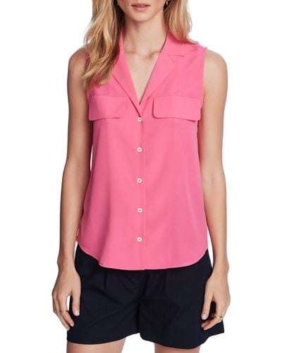 Court & Rowe Collared Button Front Sleeveless Shirt - Pink