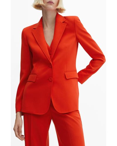 Mango Straight Fit Suit Blazer - Red