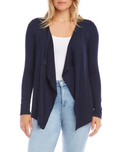 Karen Kane Poppy Draped Open Front Cardigan - Blue