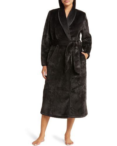 Nordstrom Recycled Polyester Faux Fur Robe - Black