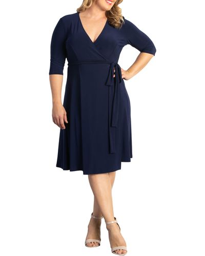 Kiyonna Essential Wrap Dress - Blue
