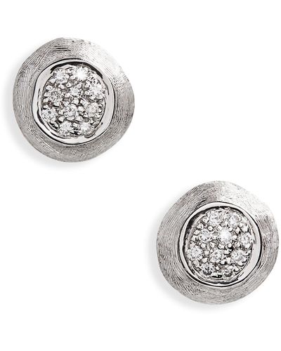 Marco Bicego Jaipur White Diamond Pavé Stud Earrings - Metallic