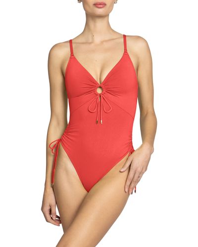 Robin Piccone Aubrey Keyhole One-piece Swimsuit - Red