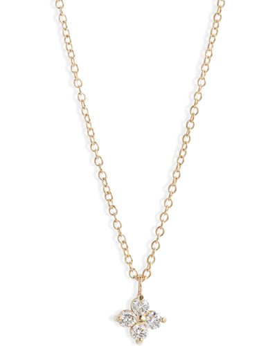 Zoe Chicco Diamond Flower Pendant Necklace - White