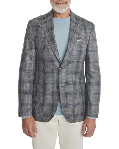 Jack Victor Midland Deco Plaid Wool & Silk Blend Sport Coat - Gray