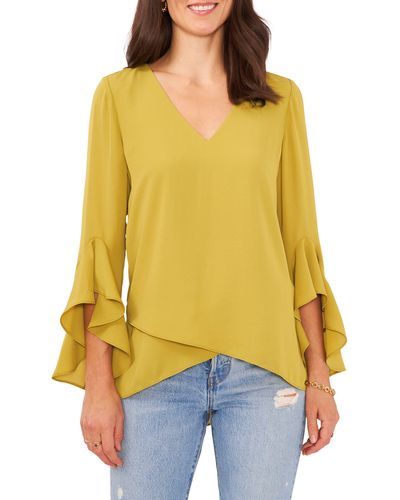 Vince Camuto Flutter Sleeve Tunic - Yellow
