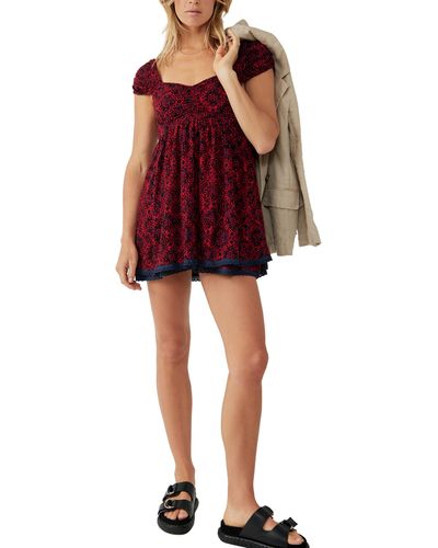 Free People Tabitha Floral Minidress - Red