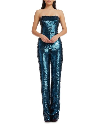Dress the Population Andy Strapless Jumpsuit - Blue