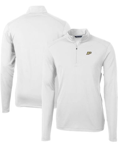 Cutter & Buck Purdue Boilermakers Big & Tall Virtue Eco Pique Recycled Quarter-zip Pullover Top At Nordstrom - White