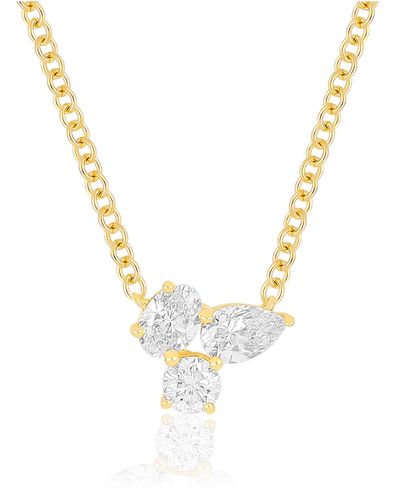 EF Collection Triple Diamond Cluster Pendant Necklace - Metallic