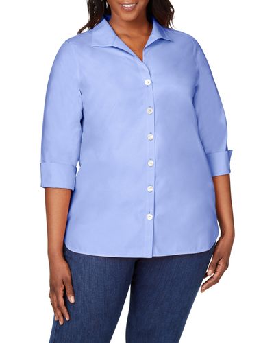 Foxcroft Pandora Non-iron Tunic Shirt - Blue