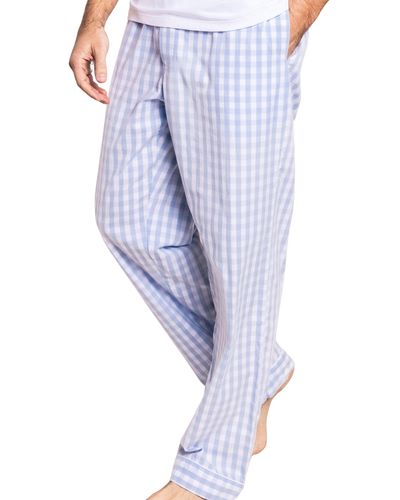 Petite Plume Gingham Woven Cotton Pajama Pants - Blue