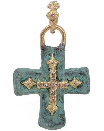 Armenta Artifact Cross Pendant Charm - Blue