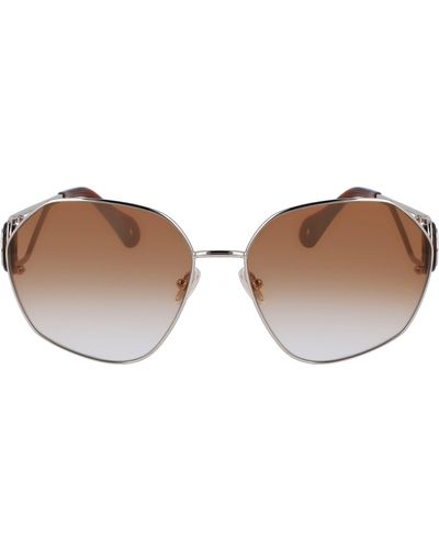 Lanvin Mother & Child 62mm Oversize Rectangular Sunglasses - Brown
