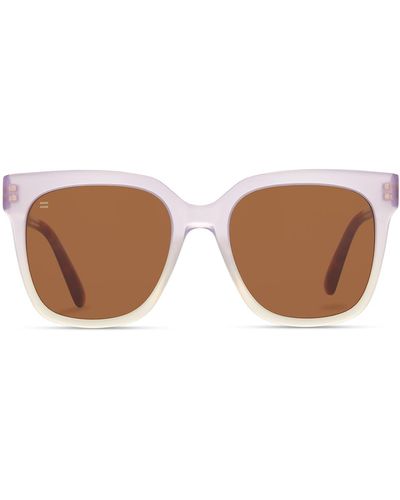 TOMS Natasha 53mm Polarized Square Sunglasses - Brown