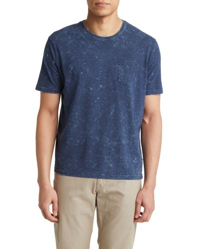Stone Rose Acid Wash Pocket T-shirt - Blue